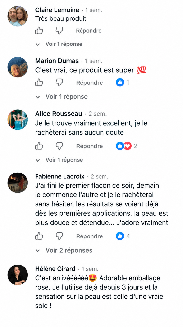 Commentaire Facebook d'une cliente BioChroma